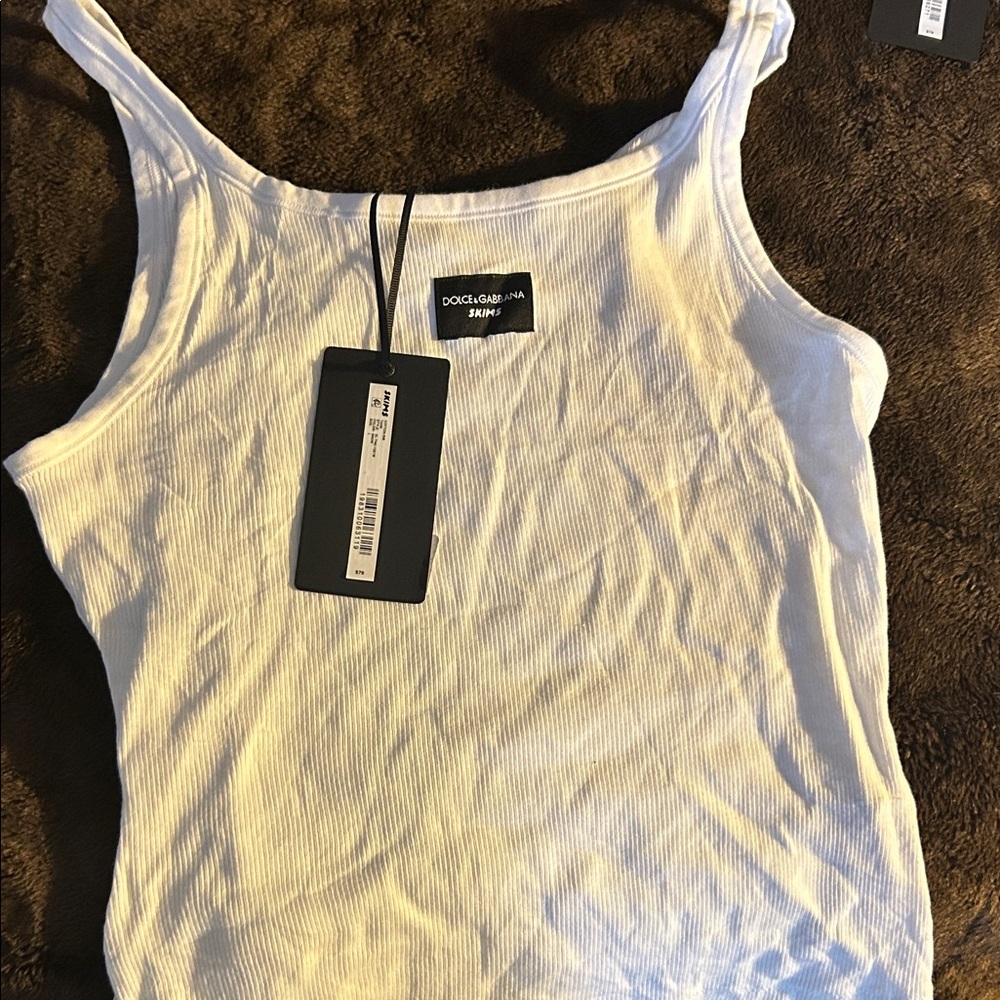 SKIMS White Ribbed Tank Top